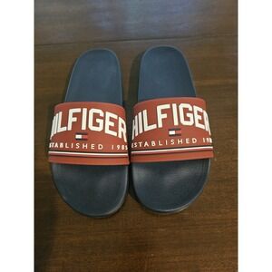 Tommy Hilfiger Mens Eldin Pool Slide Sandals Size 11 Red Navy Blue, Slip On